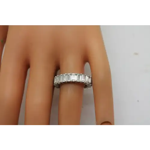 Signed .925 S.S. EMERALD CUT CZ ETERNITY BAND ring size 8 #