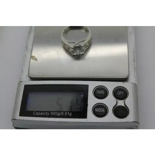 Signed .925 S.S. Emerald Cut DIAMONIQUE CZ STATEMENT ring size 7.25 #