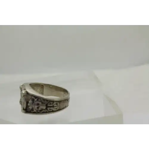 Signed .925 S.S. EMERALD RUBY GOTHIC BIKER SKULL ring size 16.5