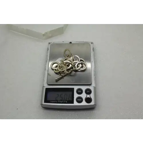 Signed .925 S.S. FLAT ROUND LINK TOGGLE bracelet adj. 8 1/2