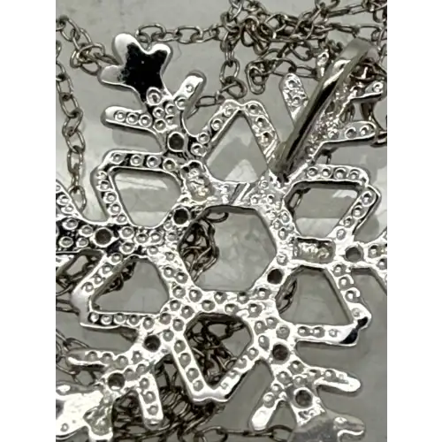 Signed .925 S.S. FROSTED OPENWORK SNOWFLAKE diamond acc. necklace 18