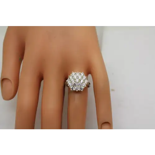 Signed .925 S.S. GEOMETRIC DESIGN CZ CLUSTER ring size 8 #