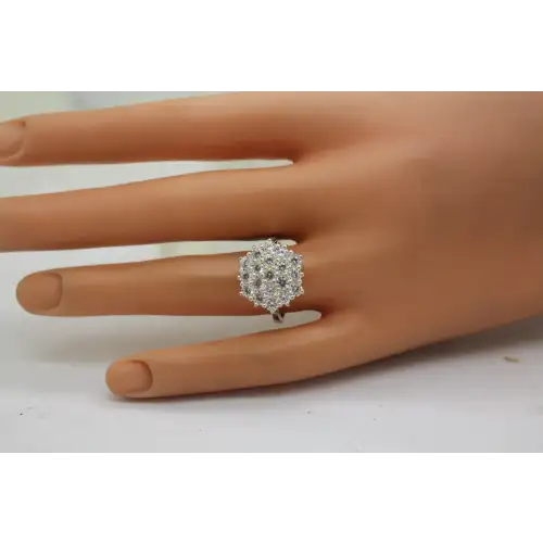 Signed .925 S.S. GEOMETRIC DESIGN CZ CLUSTER ring size 8 #