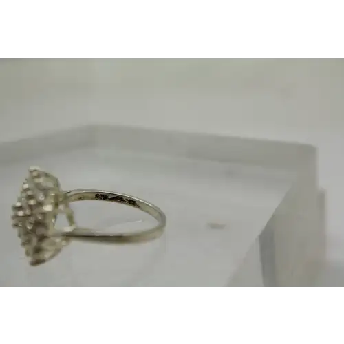 Signed .925 S.S. GEOMETRIC DESIGN CZ CLUSTER ring size 8 #