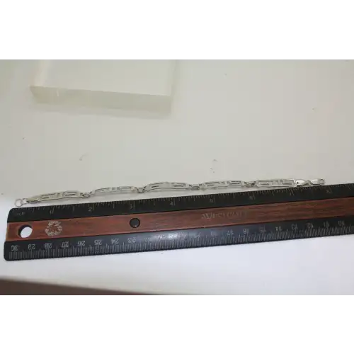 Signed .925 S.S. GREEK KEY PANEL LINK bracelet 8
