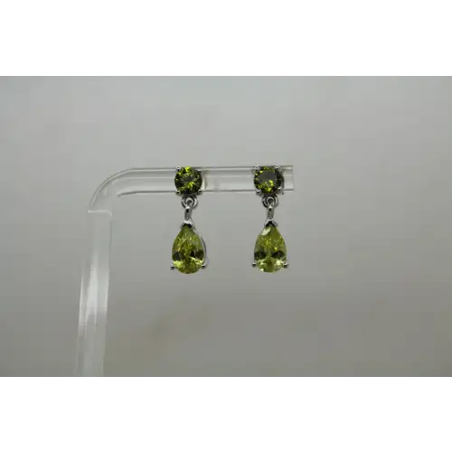 Signed .925 S.S. GREEN & YELLOW STONE TEARDROP dangles #