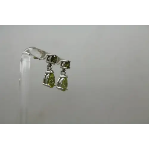 Signed .925 S.S. GREEN & YELLOW STONE TEARDROP dangles #