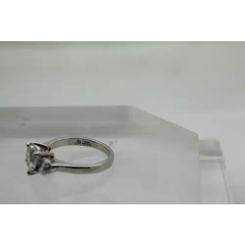 Signed .925 S.S. Heart Cut CZ 3 STONE HEART ring size 8 #