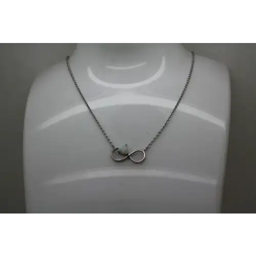 Signed .925 S.S. Heart Cut OPAL INFINITY necklace 17