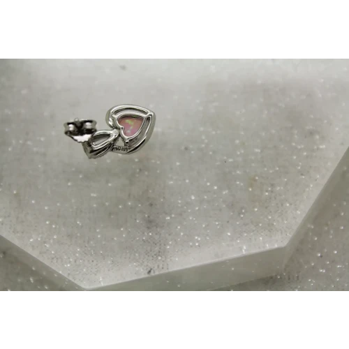 Signed .925 S.S. HEART CUT OPALITE white stone accent HEART earrings