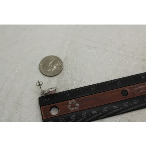 Signed .925 S.S. HEART CUT OPALITE white stone accent HEART earrings