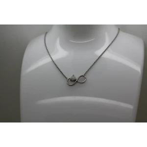Signed .925 S.S. HEART OPAL INFINITY PENDANT necklace 17