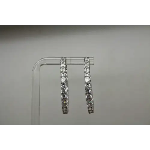 Signed .925 S.S. INSIDE OUT SPARKLING CZ MEDIUM HOOP earrings