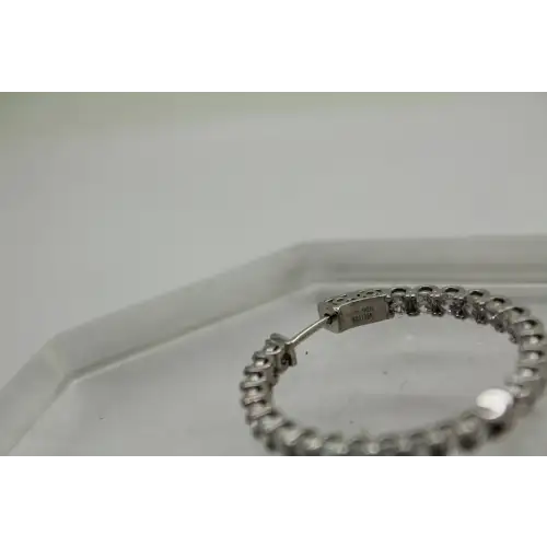 Signed .925 S.S. INSIDE OUT SPARKLING CZ MEDIUM HOOP earrings