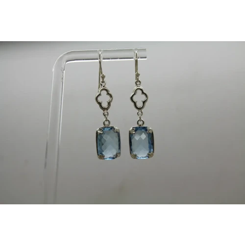 Signed .925 S.S. LIGHT BLUE COLOR STONE DANGLE earrings