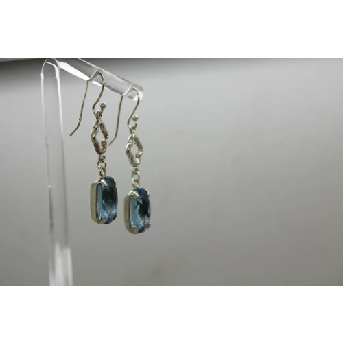 Signed .925 S.S. LIGHT BLUE COLOR STONE DANGLE earrings