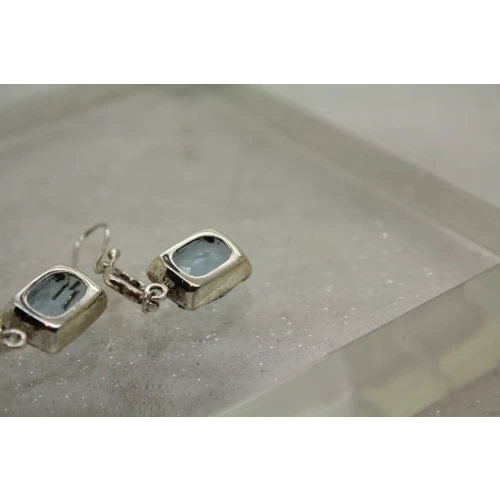 Signed .925 S.S. LIGHT BLUE COLOR STONE DANGLE earrings