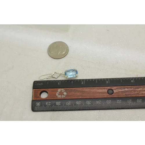 Signed .925 S.S. LIGHT BLUE COLOR STONE DANGLE earrings