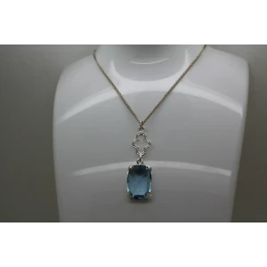 Signed .925 S.S. LIGHT BLUE STONE pendant necklace 20