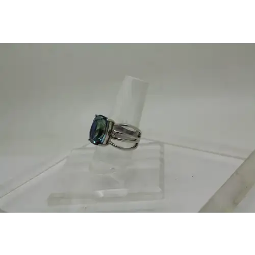 Signed .925 S.S. MYSTIC QUARTZ SPLIT SHANK ring size 7