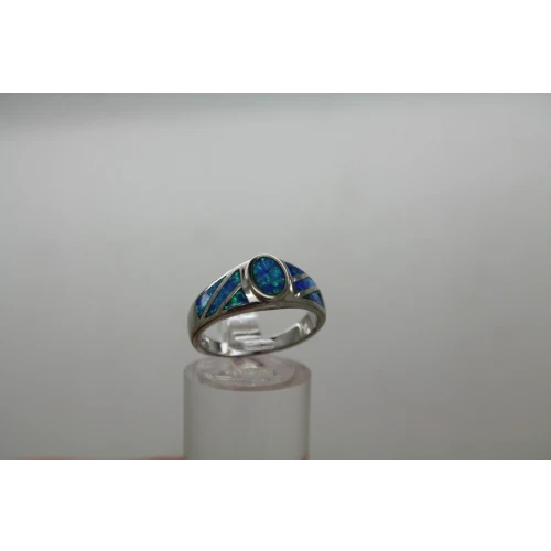 Signed .925 S.S. OPAL INLAY SIGNET STYLE ring size 7.75 #