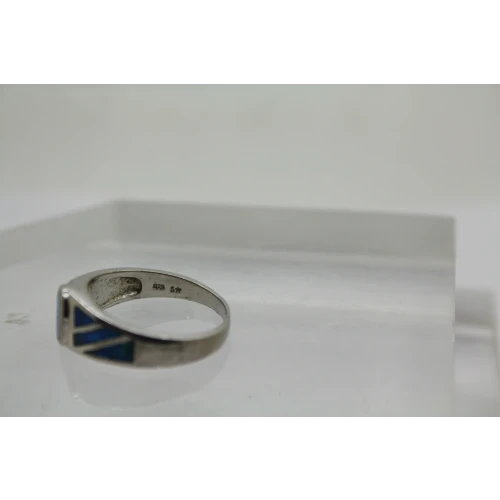 Signed .925 S.S. OPAL INLAY SIGNET STYLE ring size 7.75 #
