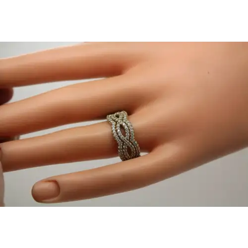 Signed .925 S.S. PAVE CZ BRAIDED & SCALLOPED DESIGN ring size 9