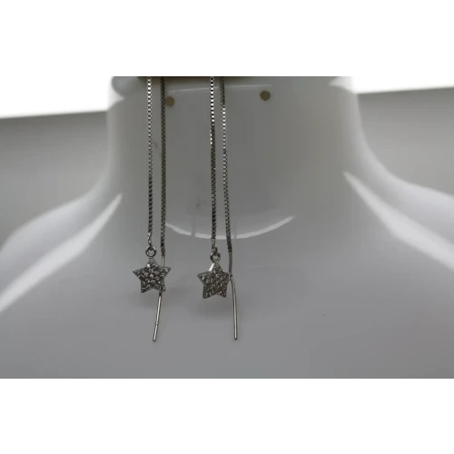 Signed .925 S.S. PAVE CZ STARS THREADER earrings