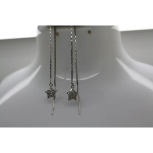 Signed .925 S.S. PAVE CZ STARS THREADER earrings