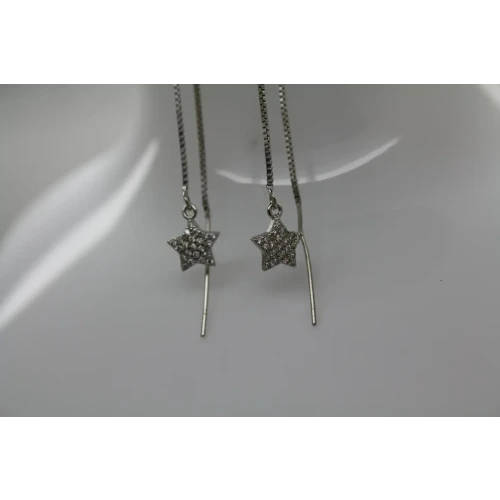 Signed .925 S.S. PAVE CZ STARS THREADER earrings