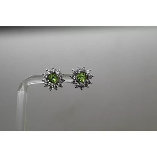 Signed .925 S.S. PERIDOT & CZ INTERCHANGEABLE FLOWER DESIGN studs