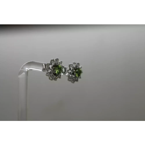 Signed .925 S.S. PERIDOT & CZ INTERCHANGEABLE FLOWER DESIGN studs
