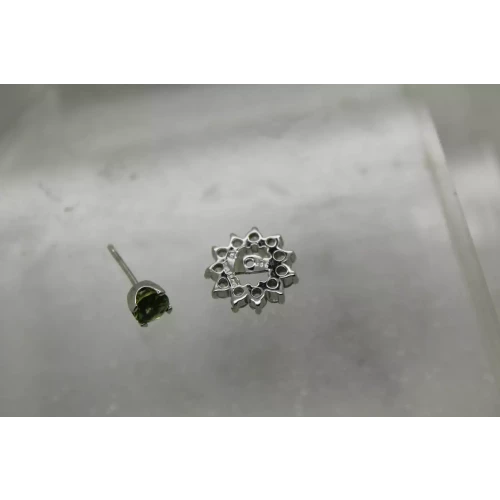 Signed .925 S.S. PERIDOT & CZ INTERCHANGEABLE FLOWER DESIGN studs