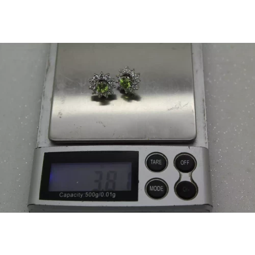 Signed .925 S.S. PERIDOT & CZ INTERCHANGEABLE FLOWER DESIGN studs