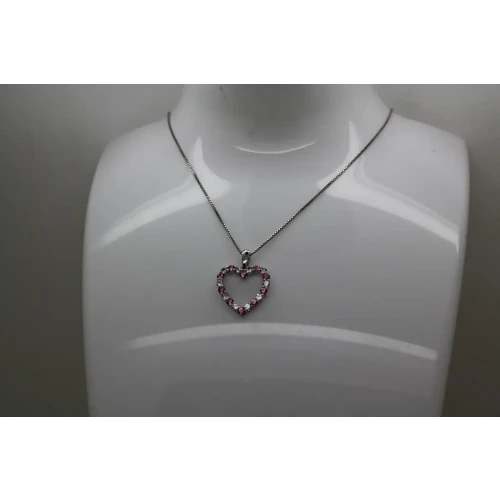 Signed .925 S.S. PINK & WHITE TOPAZ OPEN HEART DESIGN necklace 18