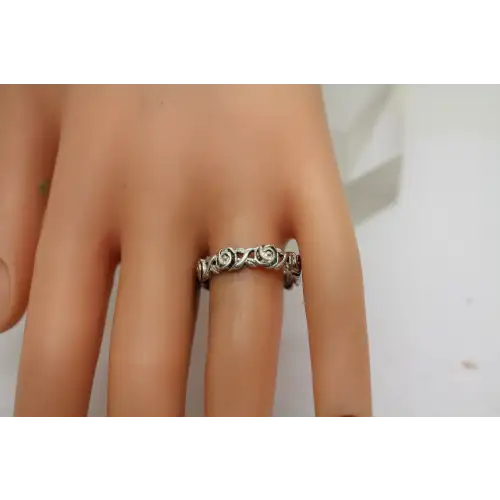 Signed .925 S.S. ROSE PATTERN OPENWORK BAND ring size 9.5 #