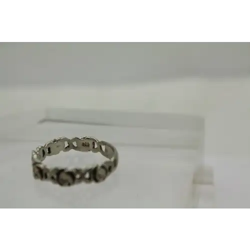Signed .925 S.S. ROSE PATTERN OPENWORK BAND ring size 9.5 #