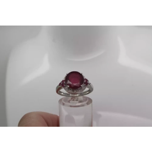 Signed .925 S.S. Round Cut RUYB HALO STYLE ring size 7