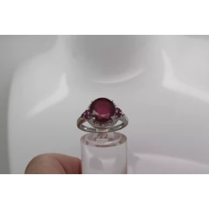 Signed .925 S.S. Round Cut RUYB HALO STYLE ring size 7