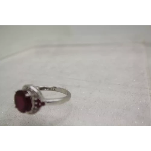 Signed .925 S.S. Round Cut RUYB HALO STYLE ring size 7