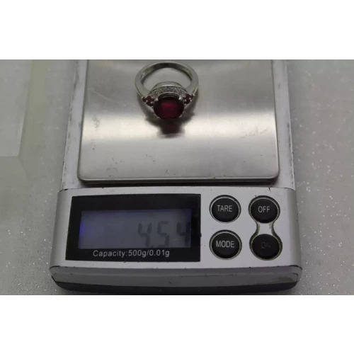 Signed .925 S.S. Round Cut RUYB HALO STYLE ring size 7