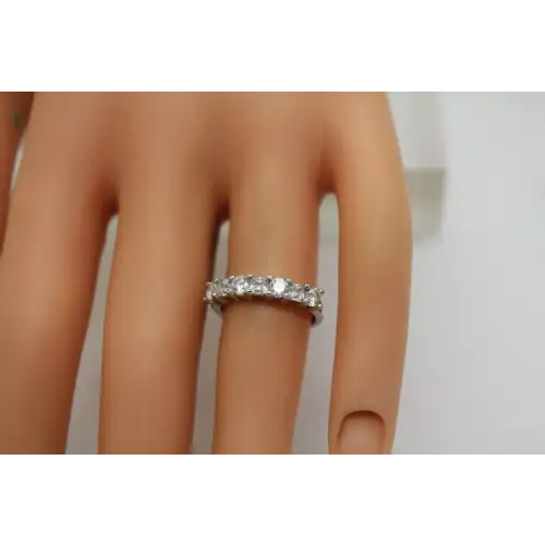 Signed .925 S.S. Round Cut WHITE STONE ANNIVERSARY BAND size 5 #