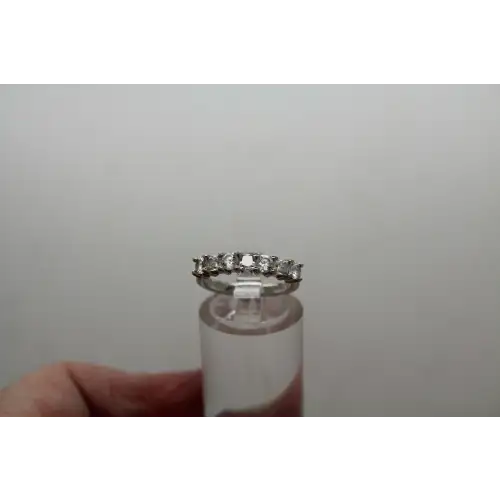 Signed .925 S.S. Round Cut WHITE STONE ANNIVERSARY BAND size 5 #