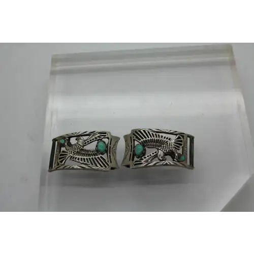 Signed .925 S.S. TURQUOISE EAGLE WATCH BAND ENDS
