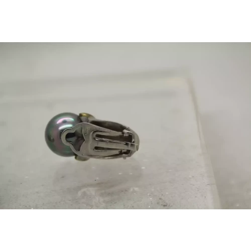 Signed .925 S.S. TWO TONE MODERNIST TAHITIAN PEARL clip on