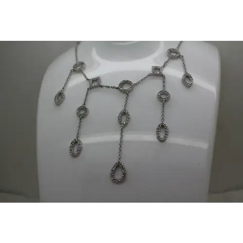 Signed .925 S.S. WHITE SAPPHIRE FRINGE DESIGN necklace 15