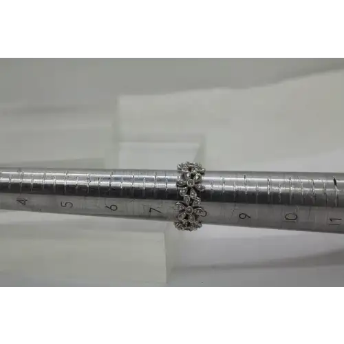 Signed .925 Sterling Silver FLOWER CZ BAND ring size 8 #