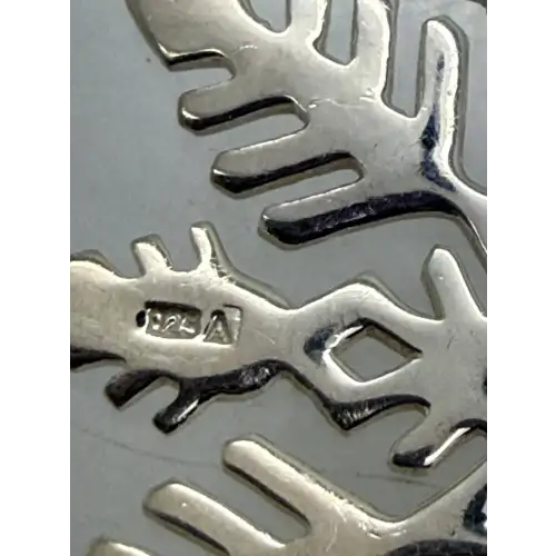 Signed A .925 S.S. Large FANCY SNOWFLAKE pendant