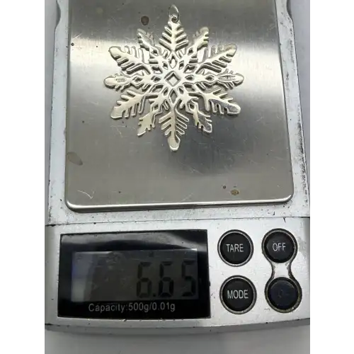 Signed A .925 S.S. Large FANCY SNOWFLAKE pendant
