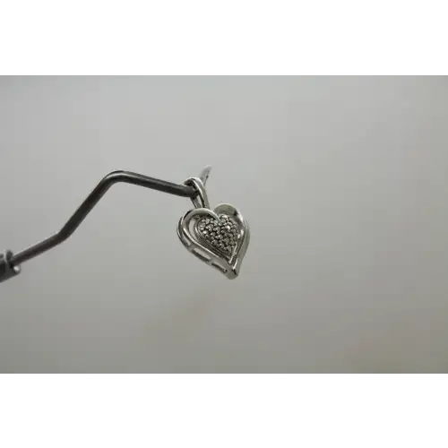 Signed A .925 S.S. STUDDED DIAMOND ACCENT HEART pendant